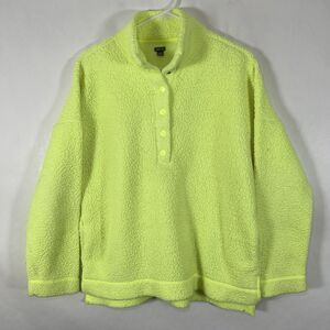 Aerie Half Snap Sherpa Fleece Pullover Womens Size XS Neon Green Oversized